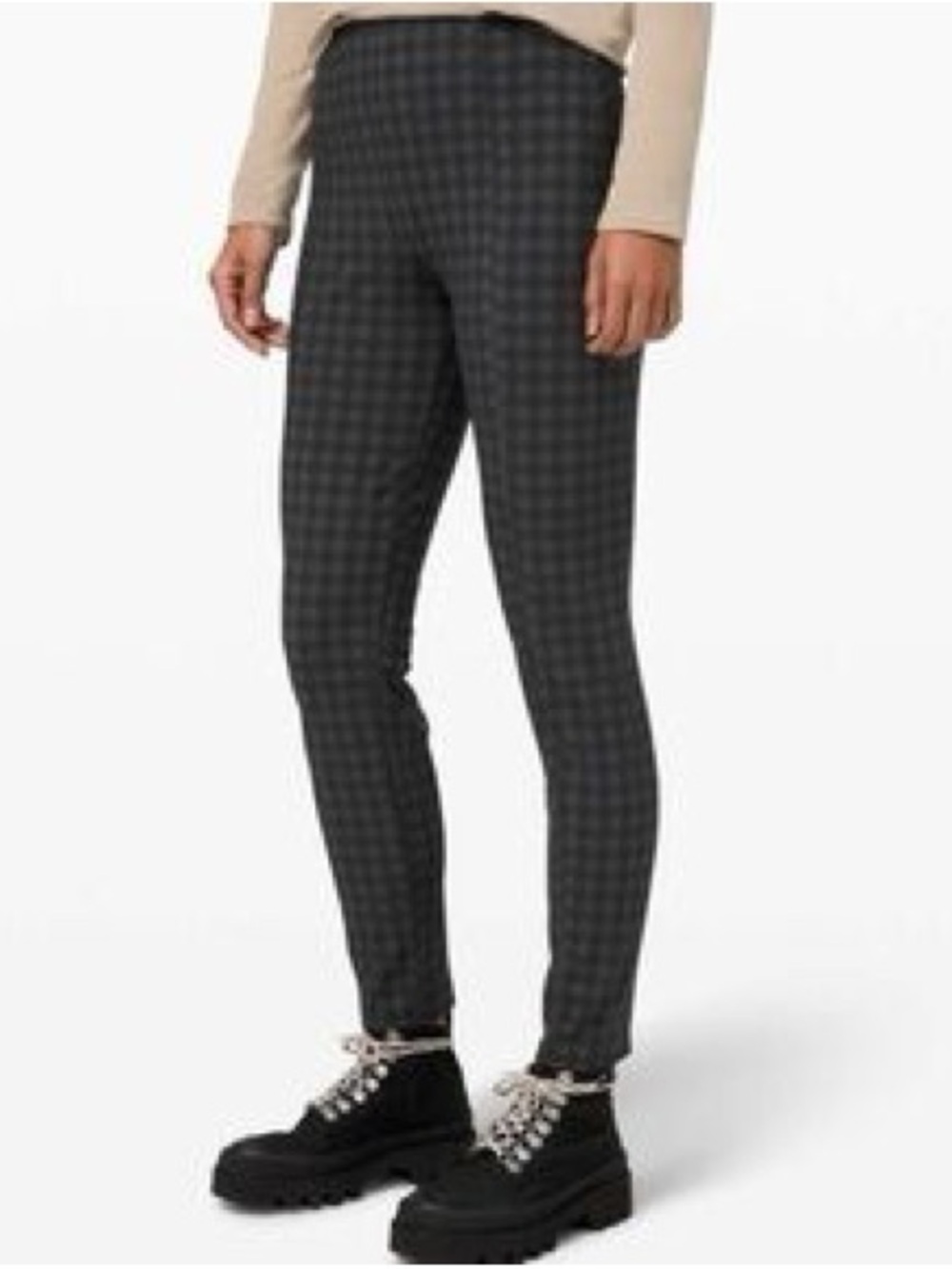 Lululemon Charcoal Gingham Check High Rise Tech Pants 6
